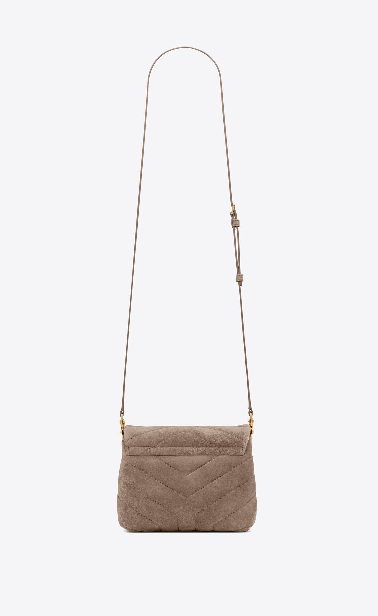 loulou toy strap bag in matelassé "y" suede taupe loulou toy strap bag in matelassé "y" suede taupe