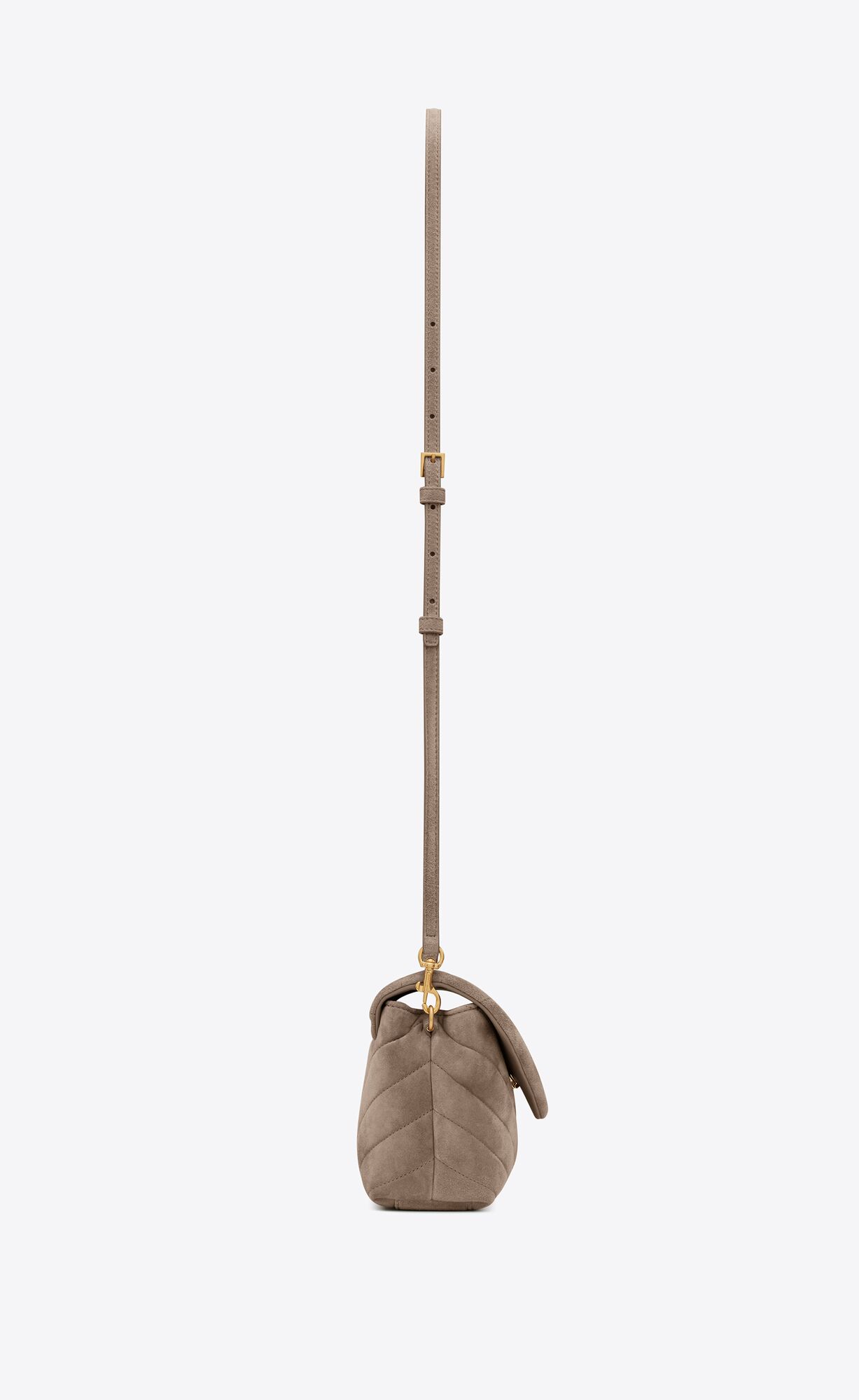 loulou toy strap bag in matelassé "y" suede taupe loulou toy strap bag in matelassé "y" suede taupe