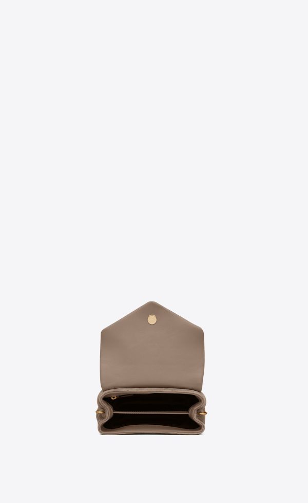 loulou toy strap bag in matelassé "y" suede taupe
