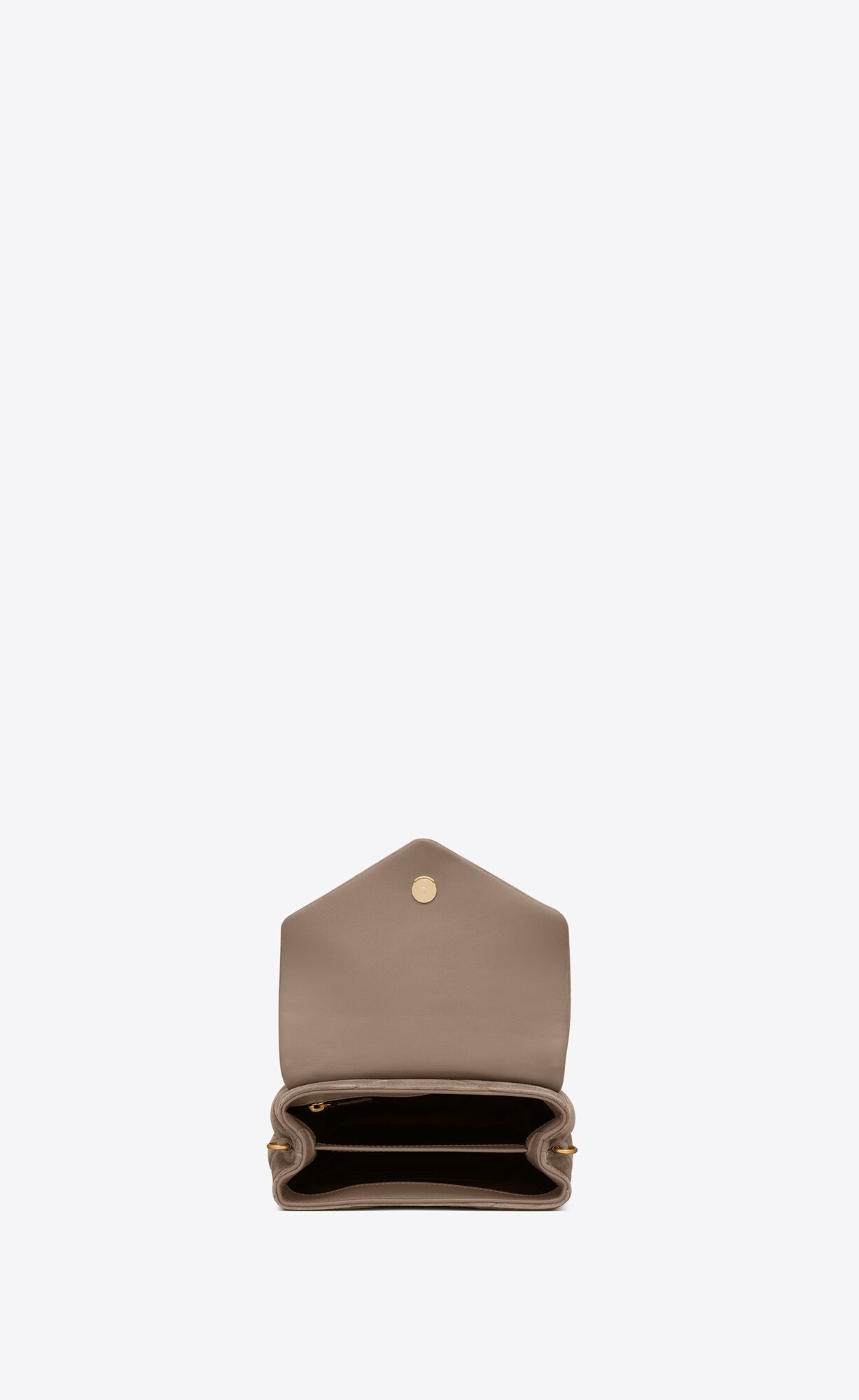 loulou toy strap bag in matelassé "y" suede taupe loulou toy strap bag in matelassé "y" suede taupe
