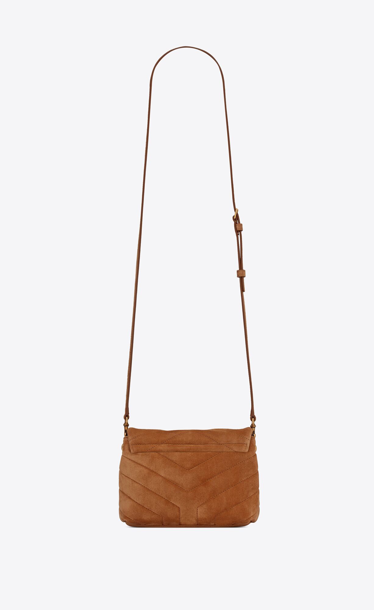 loulou toy strap bag in "y" quilted suede and smooth leather cinnamon loulou toy strap bag in "y" quilted suede and smooth leather cinnamon