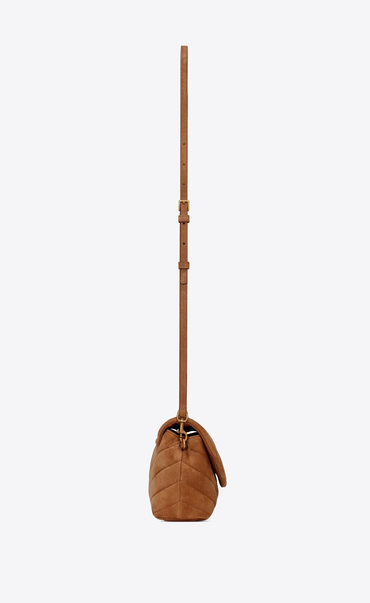 loulou toy strap bag in "y" quilted suede and smooth leather cinnamon loulou toy strap bag in "y" quilted suede and smooth leather cinnamon