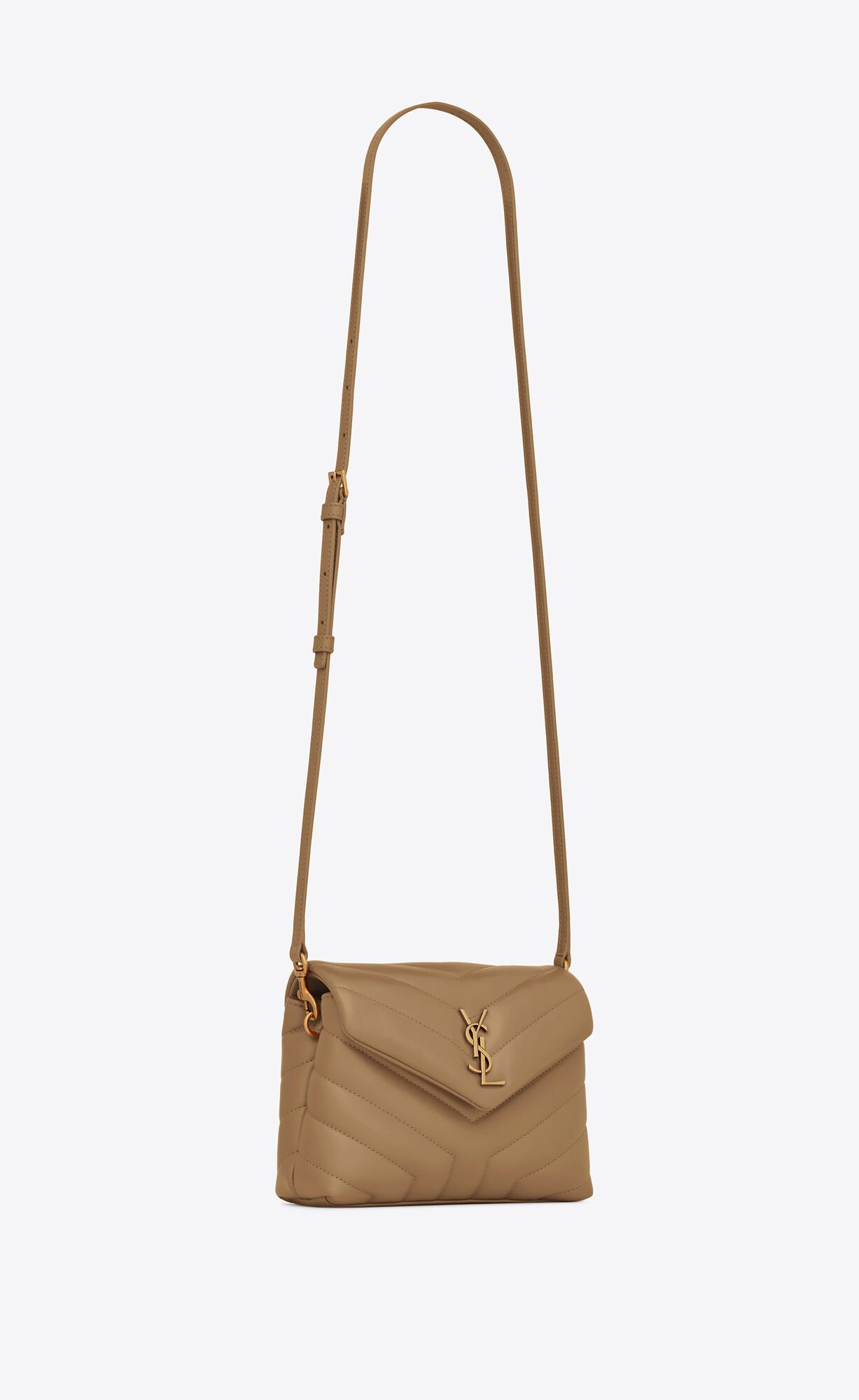 loulou toy strap bag in matelassé "y" leather natural tan loulou toy strap bag in matelassé "y" leather natural tan