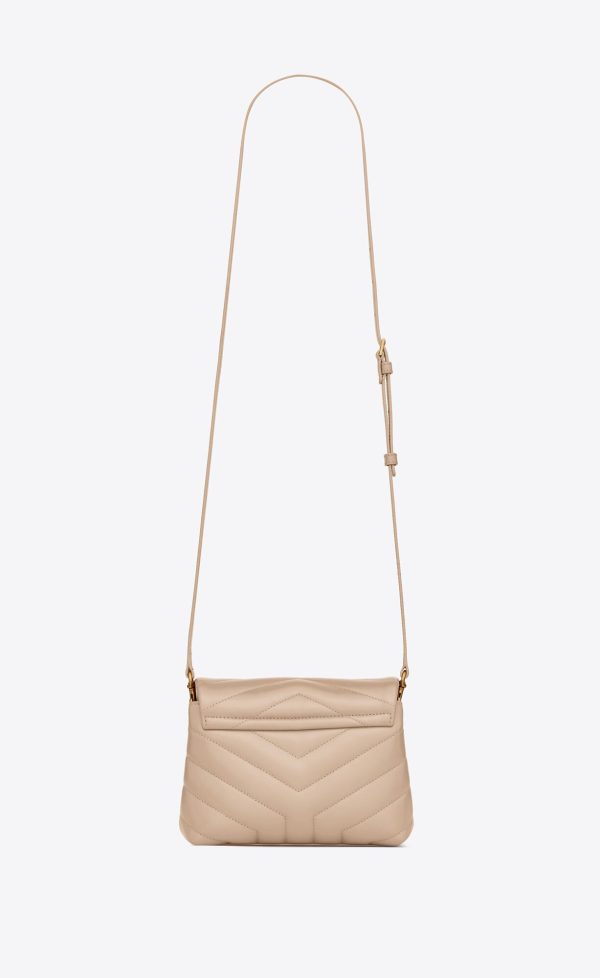 loulou toy strap bag in quilted "y" leather dark beige