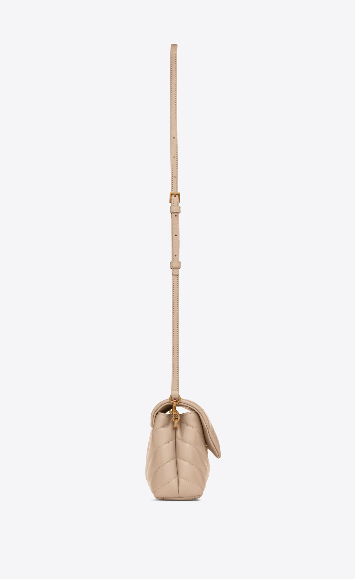 loulou toy strap bag in quilted "y" leather dark beige loulou toy strap bag in quilted "y" leather dark beige