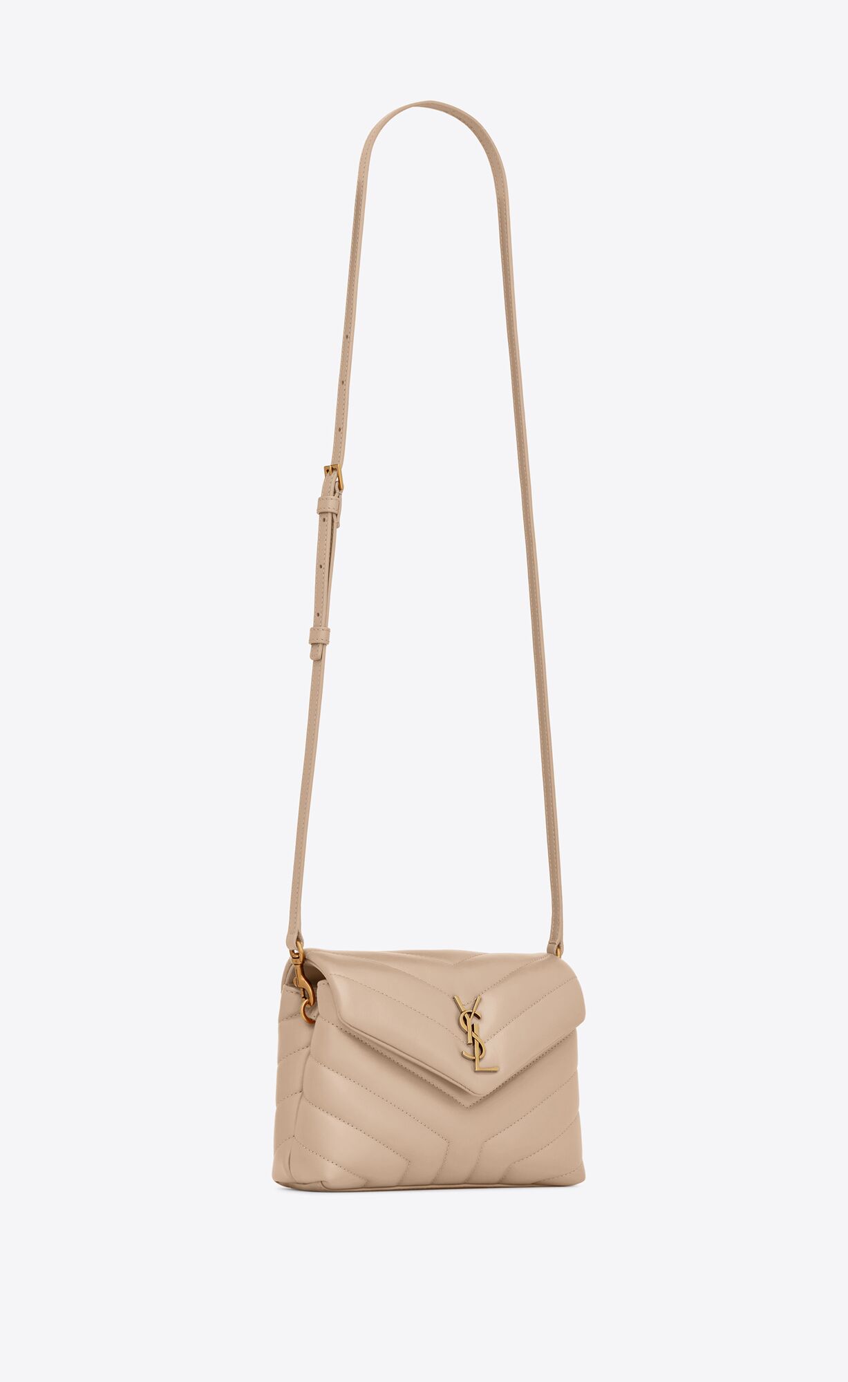loulou toy strap bag in quilted "y" leather dark beige loulou toy strap bag in quilted "y" leather dark beige