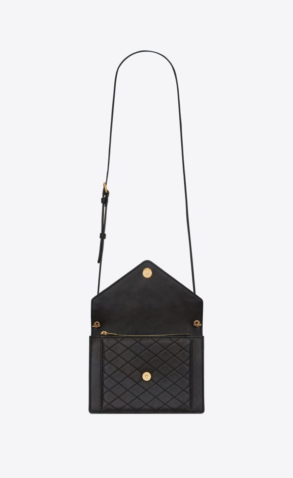 gaby mini satchel in quilted lambskin noir