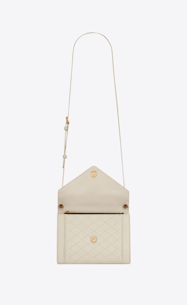 gaby mini satchel in quilted lambskin blanc vintage