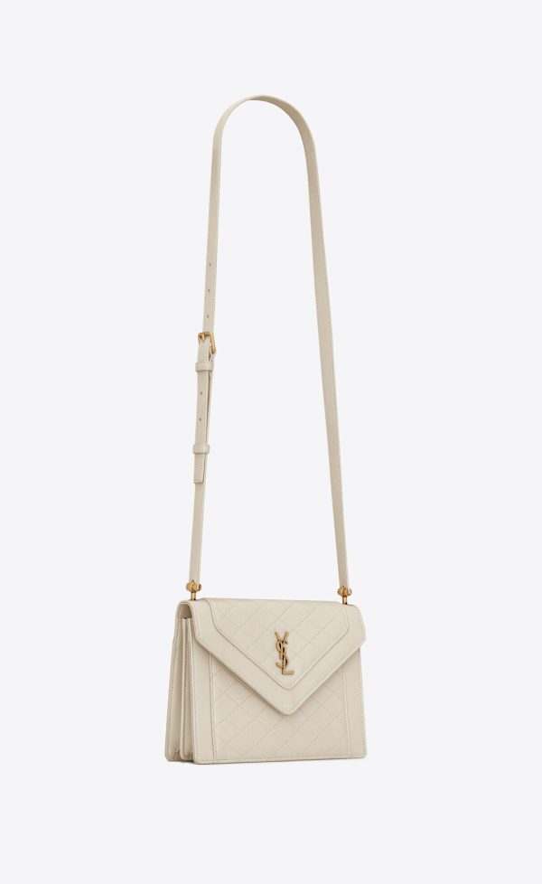 gaby mini satchel in quilted lambskin blanc vintage
