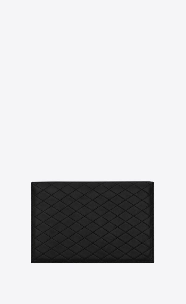 gaby double flap chain pouch in lambskin noir