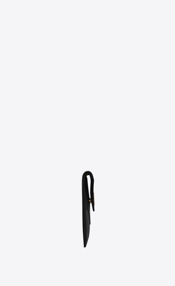gaby double flap chain pouch in lambskin noir