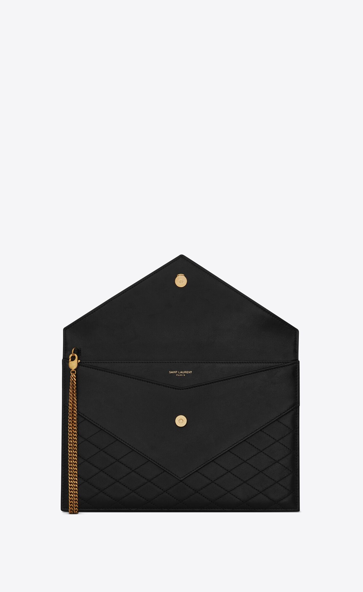 gaby double flap chain pouch in lambskin noir gaby double flap chain pouch in lambskin noir
