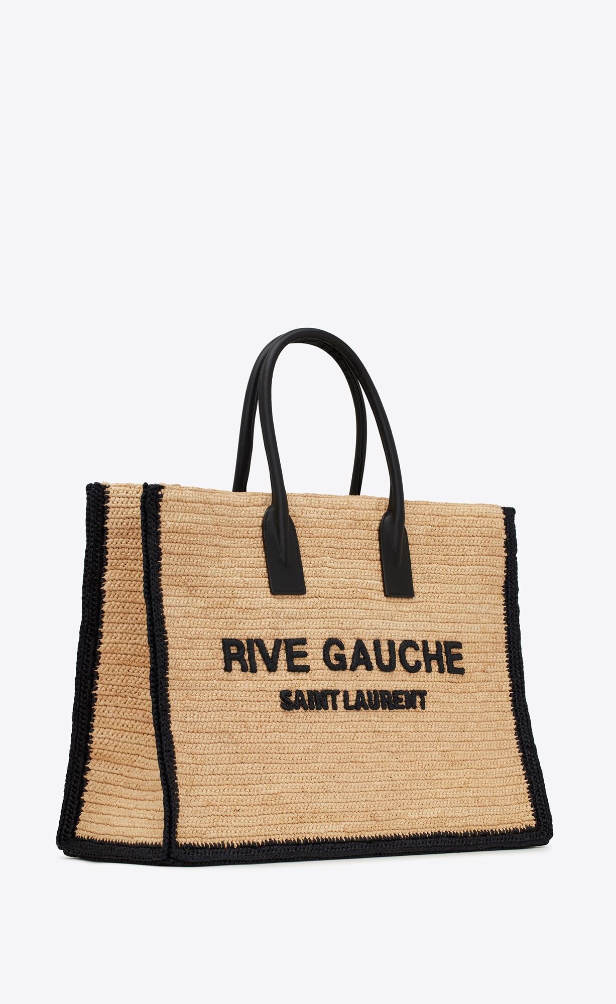 rive gauche tote bag in raffia and leather beige naturel rive gauche tote bag in raffia and leather beige naturel
