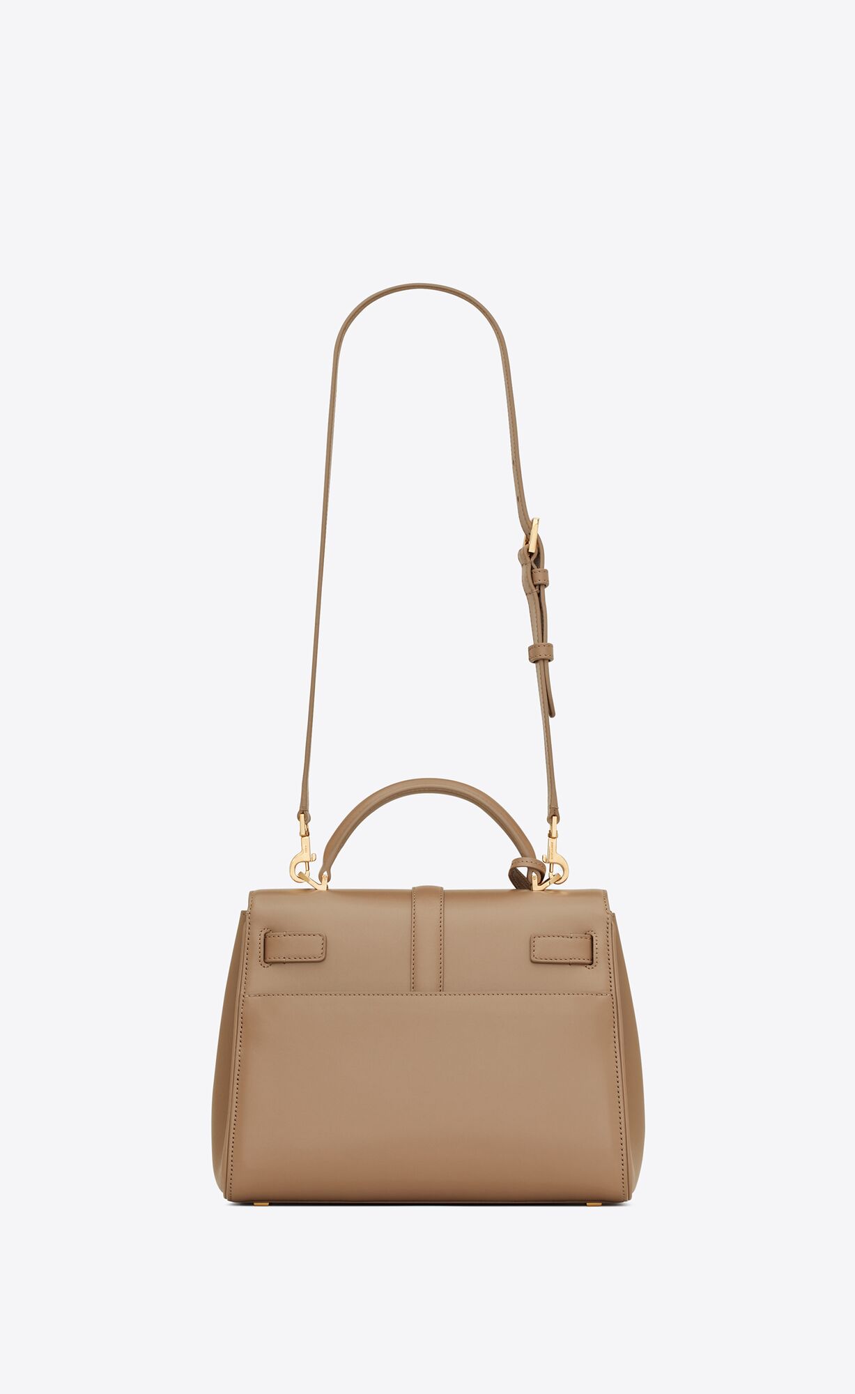 le fermoir small top handle bag in shiny leather taupe le fermoir small top handle bag in shiny leather taupe