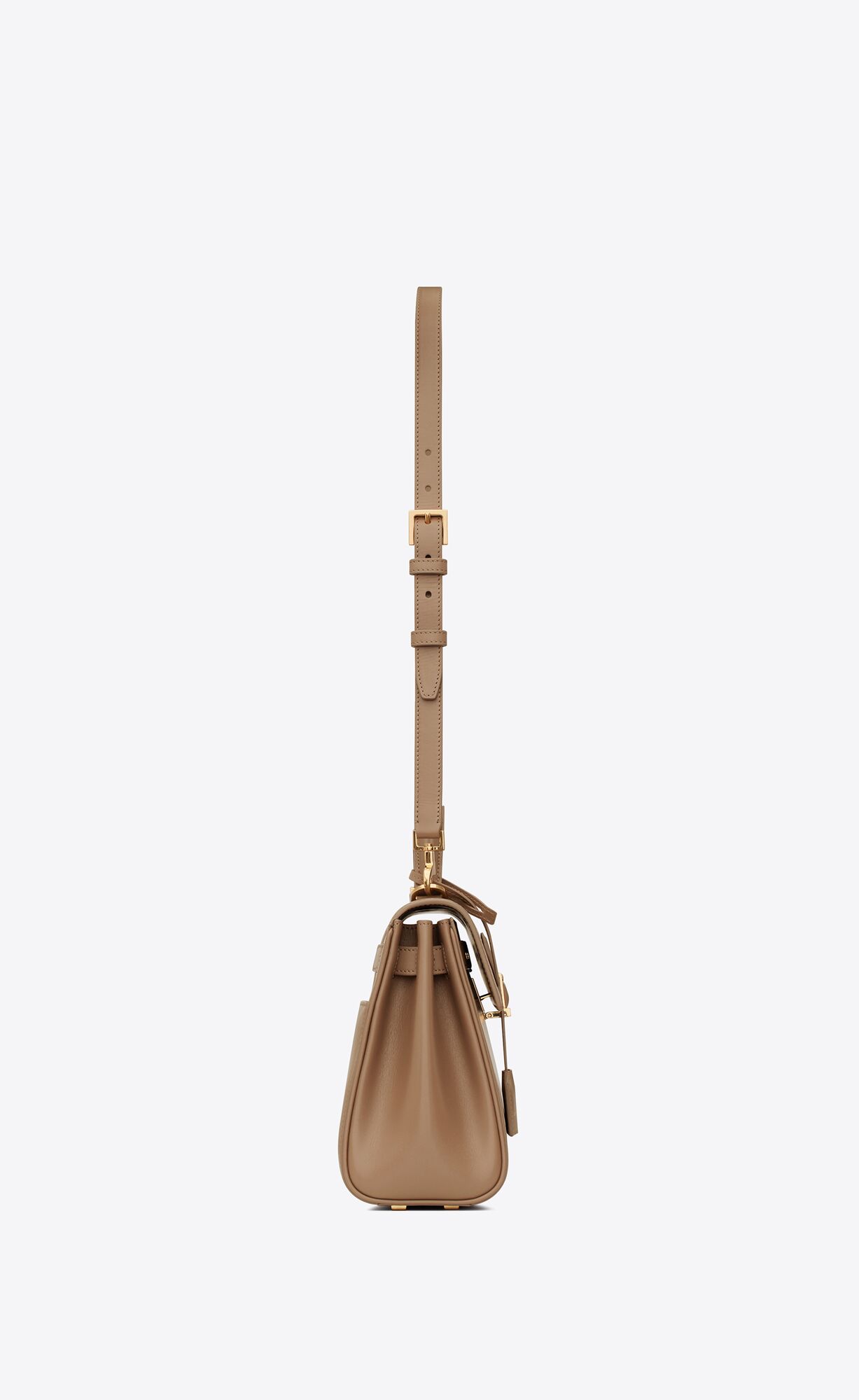 le fermoir small top handle bag in shiny leather taupe le fermoir small top handle bag in shiny leather taupe