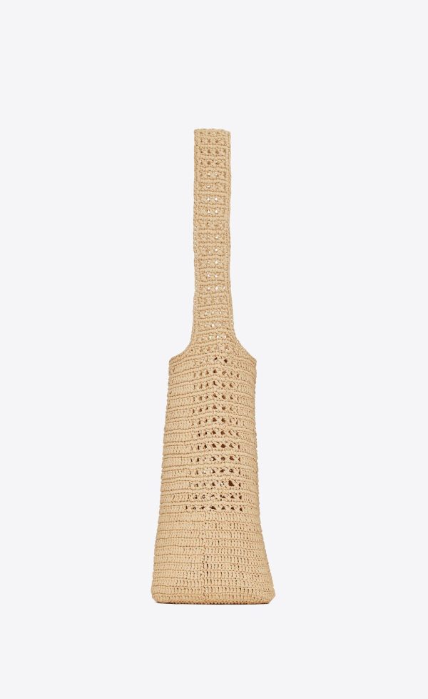 le 5 a 7 in raffia crochet and smooth leather naturel