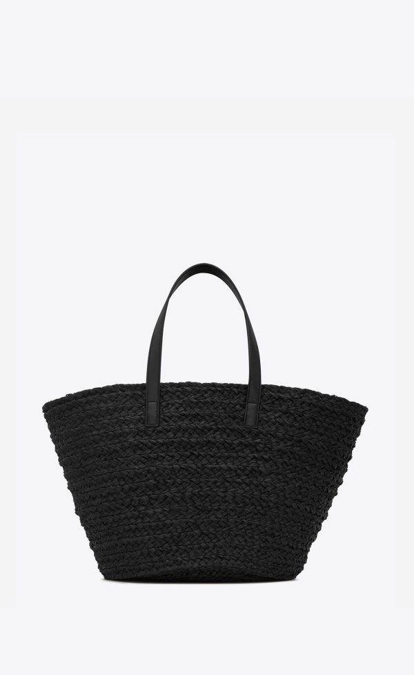 panier medium bag in raffia black