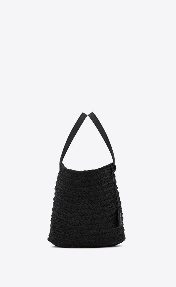 panier medium bag in raffia black