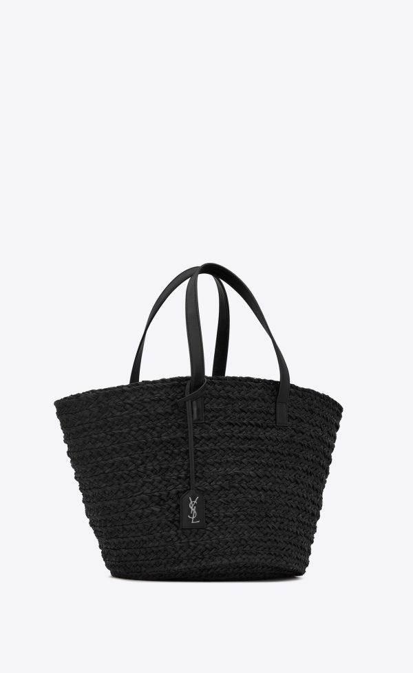 panier medium bag in raffia black