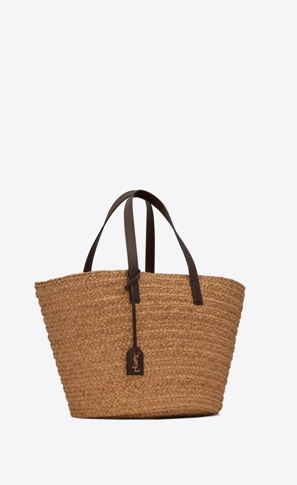 panier medium bag in raffia ivory
