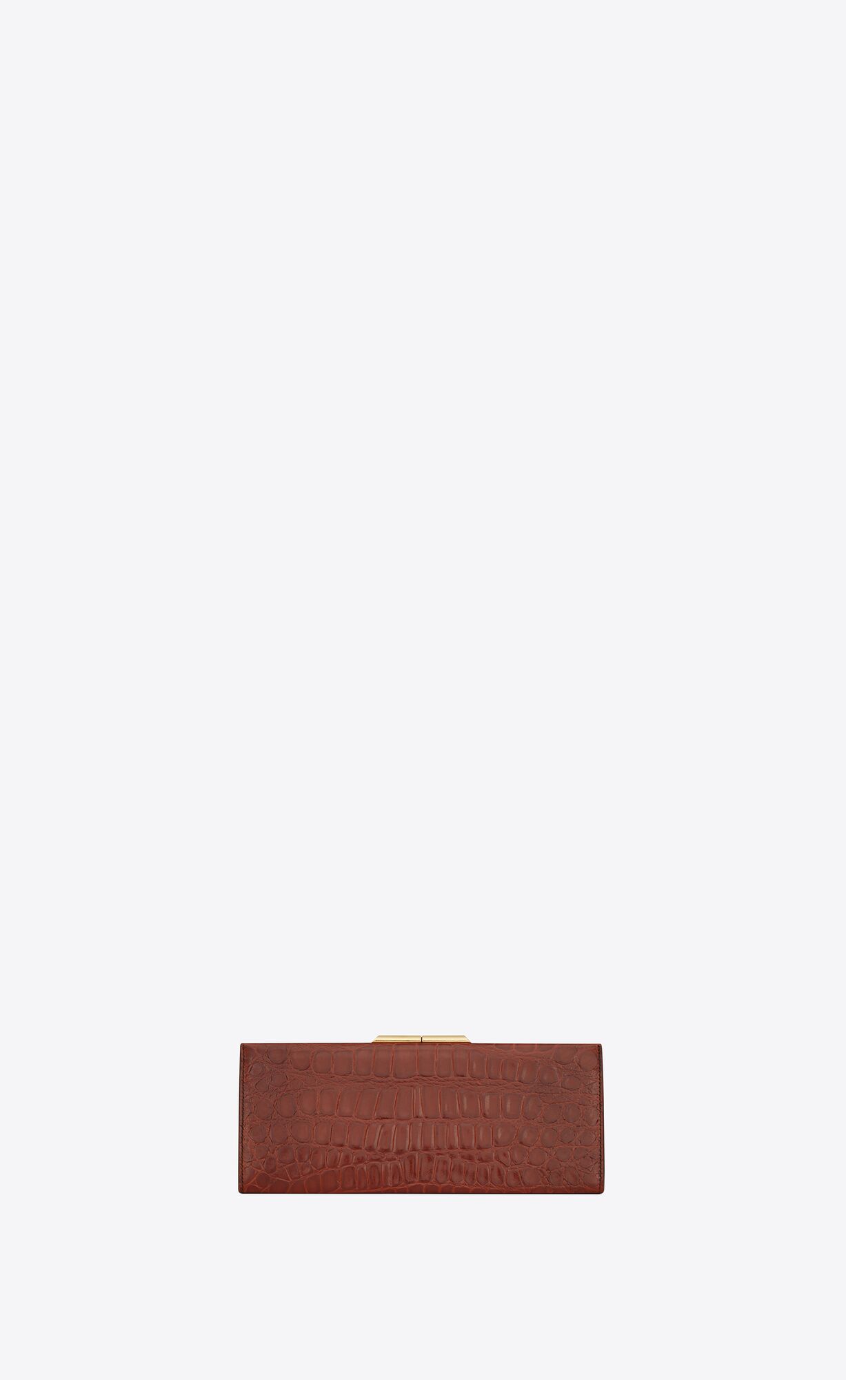 midnight small clutch in crocodile embossed lacquered leather caramel, dark caramel midnight small clutch in crocodile embossed lacquered leather caramel, dark caramel