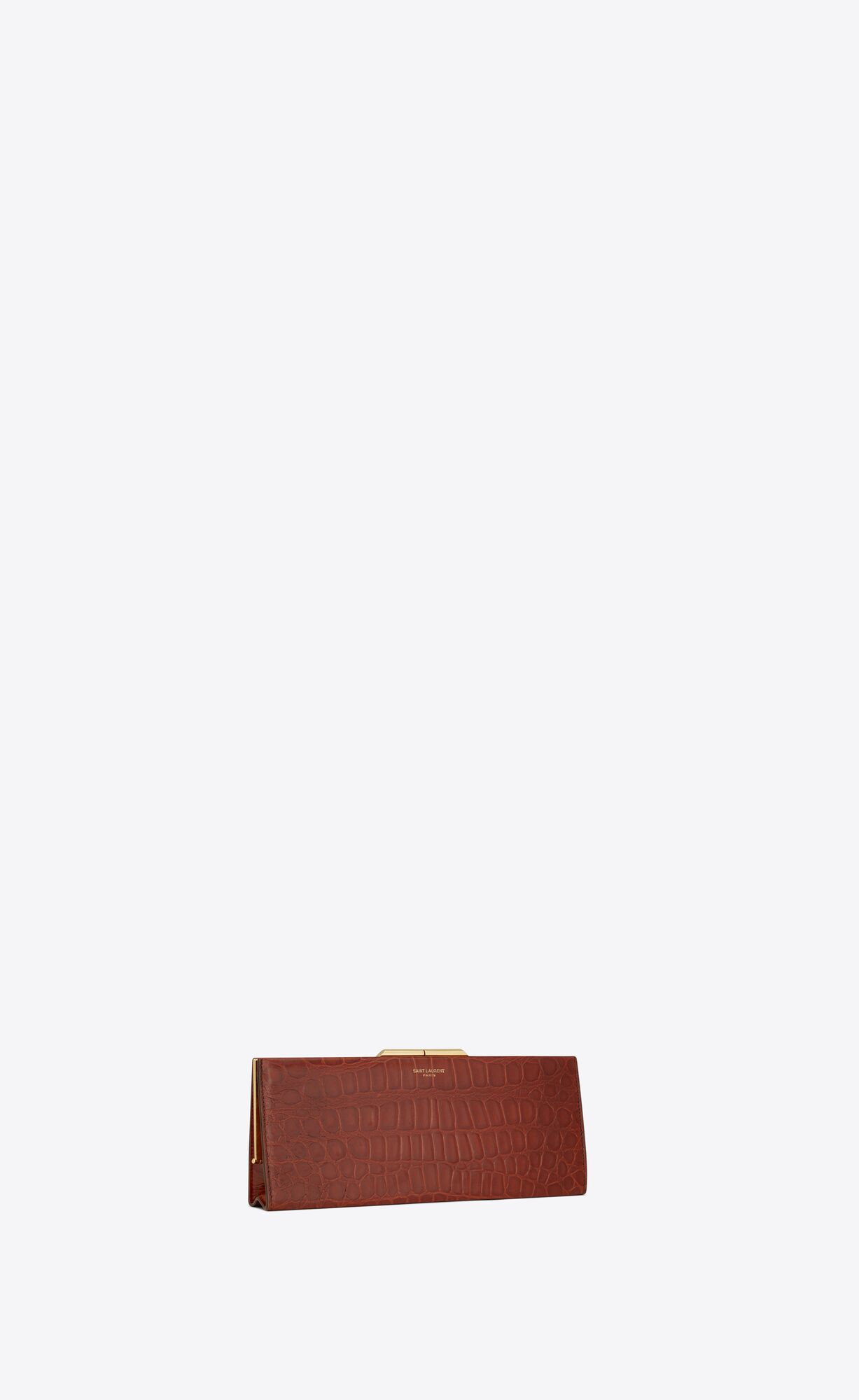 midnight small clutch in crocodile embossed lacquered leather caramel, dark caramel midnight small clutch in crocodile embossed lacquered leather caramel, dark caramel