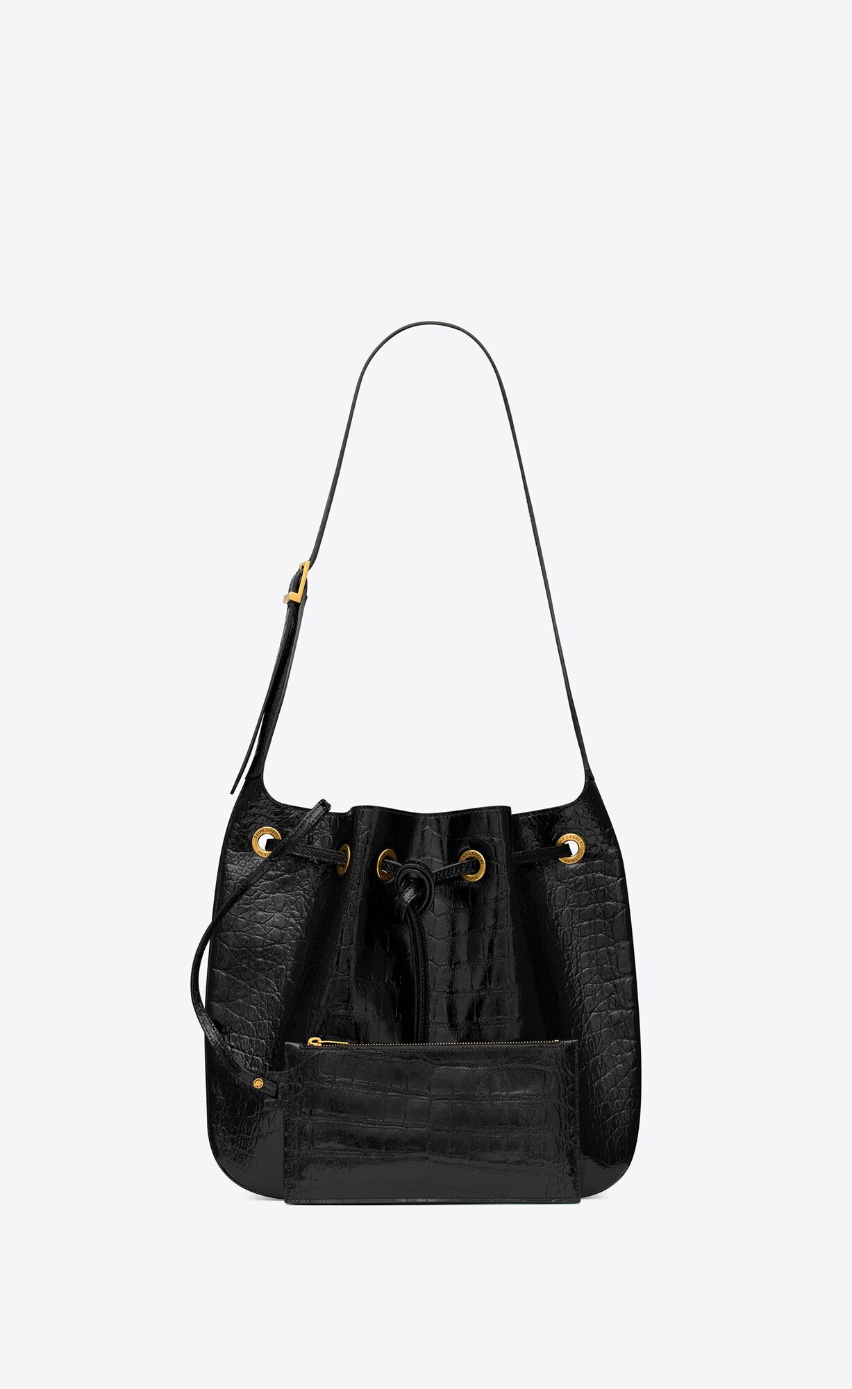 paris vii medium hobo bag in crocodile embossed patent leather black paris vii medium hobo bag in crocodile embossed patent leather black