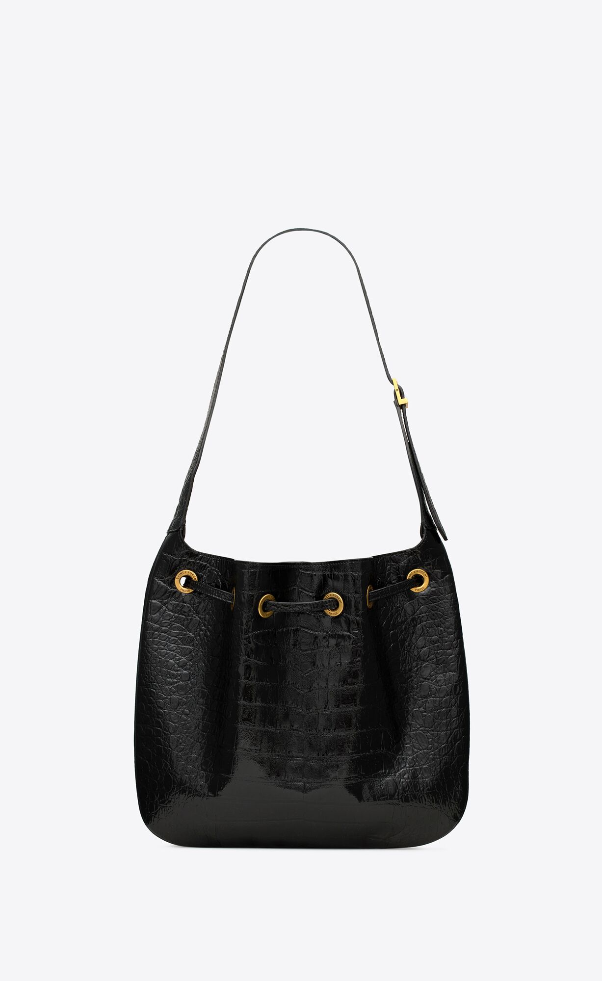 paris vii medium hobo bag in crocodile embossed patent leather black paris vii medium hobo bag in crocodile embossed patent leather black