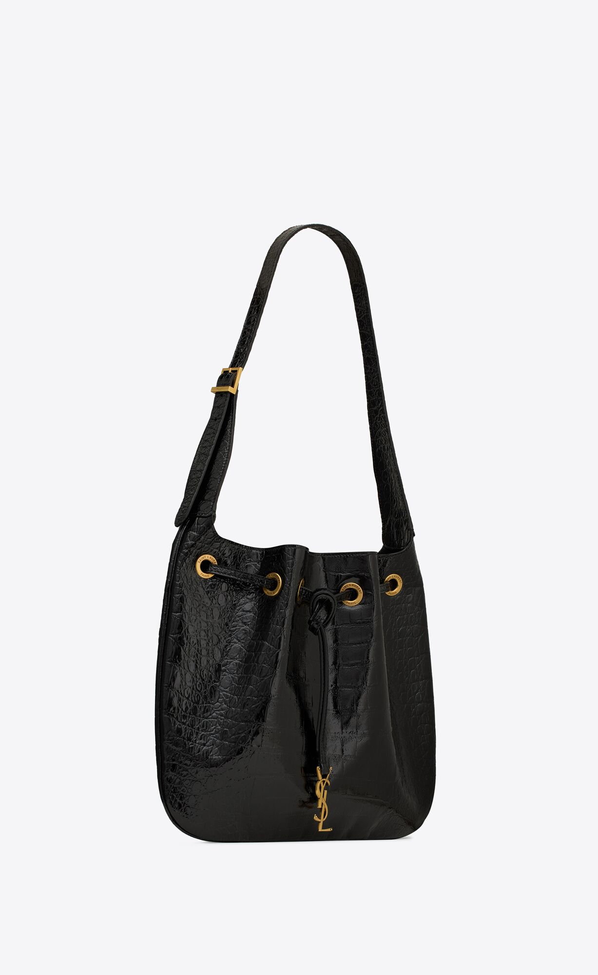 paris vii medium hobo bag in crocodile embossed patent leather black paris vii medium hobo bag in crocodile embossed patent leather black