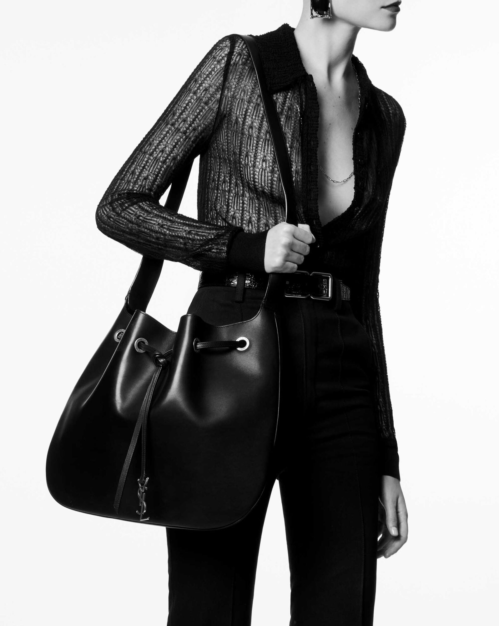 paris vii large flat hobo bag in smooth leather black paris vii large flat hobo bag in smooth leather black
