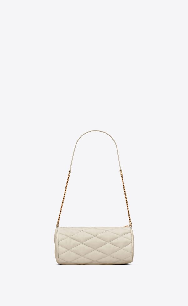 sade mini tube bag in quilted lambskin vintage white