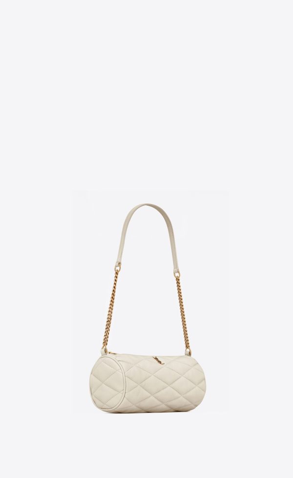 sade mini tube bag in quilted lambskin vintage white