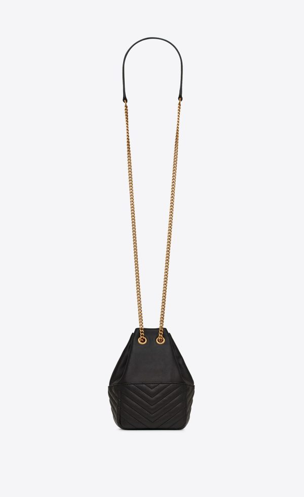 joe mini bucket bag in quilted lambskin black