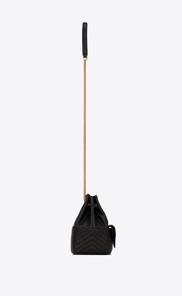 joe mini bucket bag in quilted lambskin black
