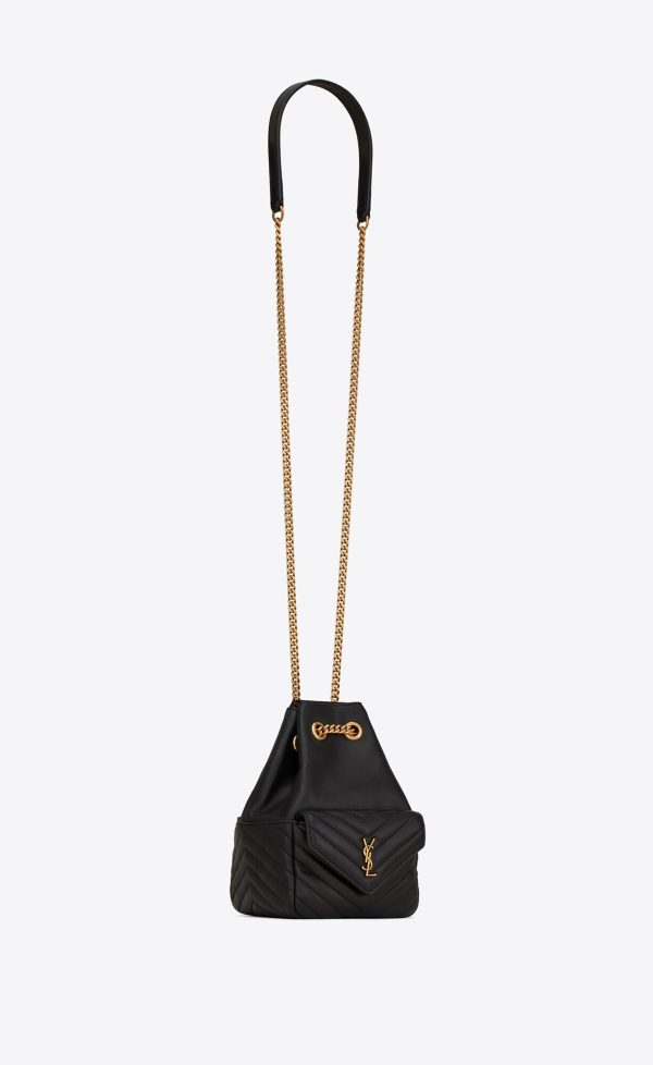 joe mini bucket bag in quilted lambskin black