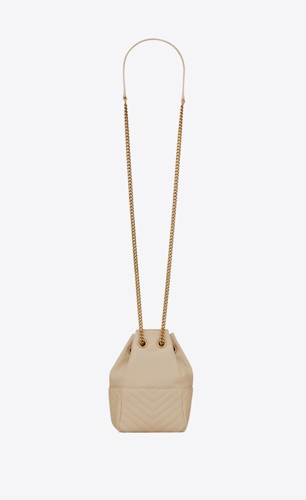 joe mini bucket bag in quilted lambskin sea salt