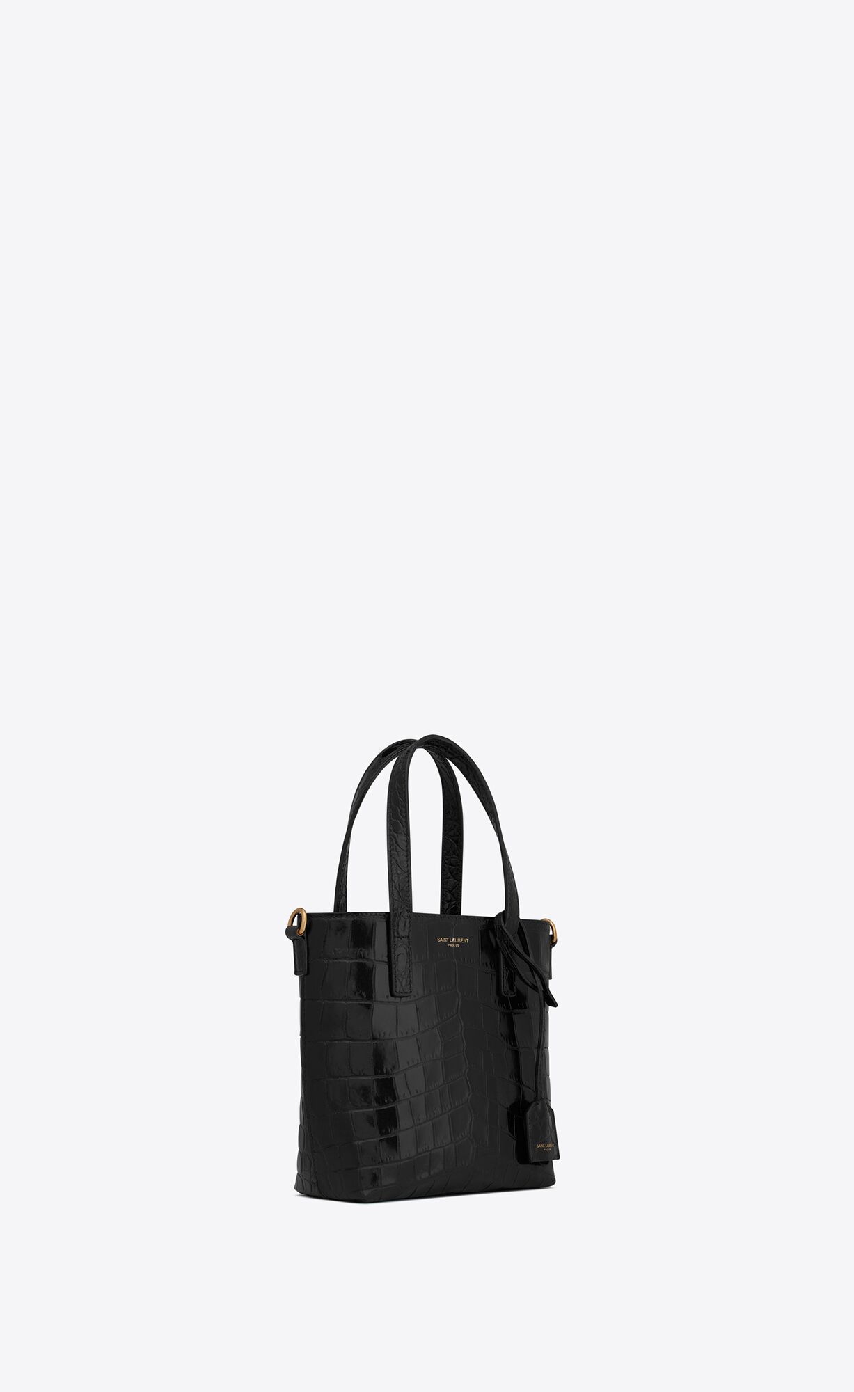 saint laurent paris mini toy shopping in crocodile embossed leather noir saint laurent paris mini toy shopping in crocodile embossed leather noir