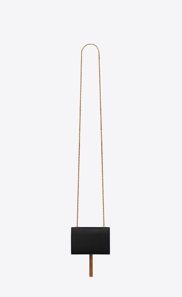kate tassel airpods micro bag in grain de poudre embossed leather noir