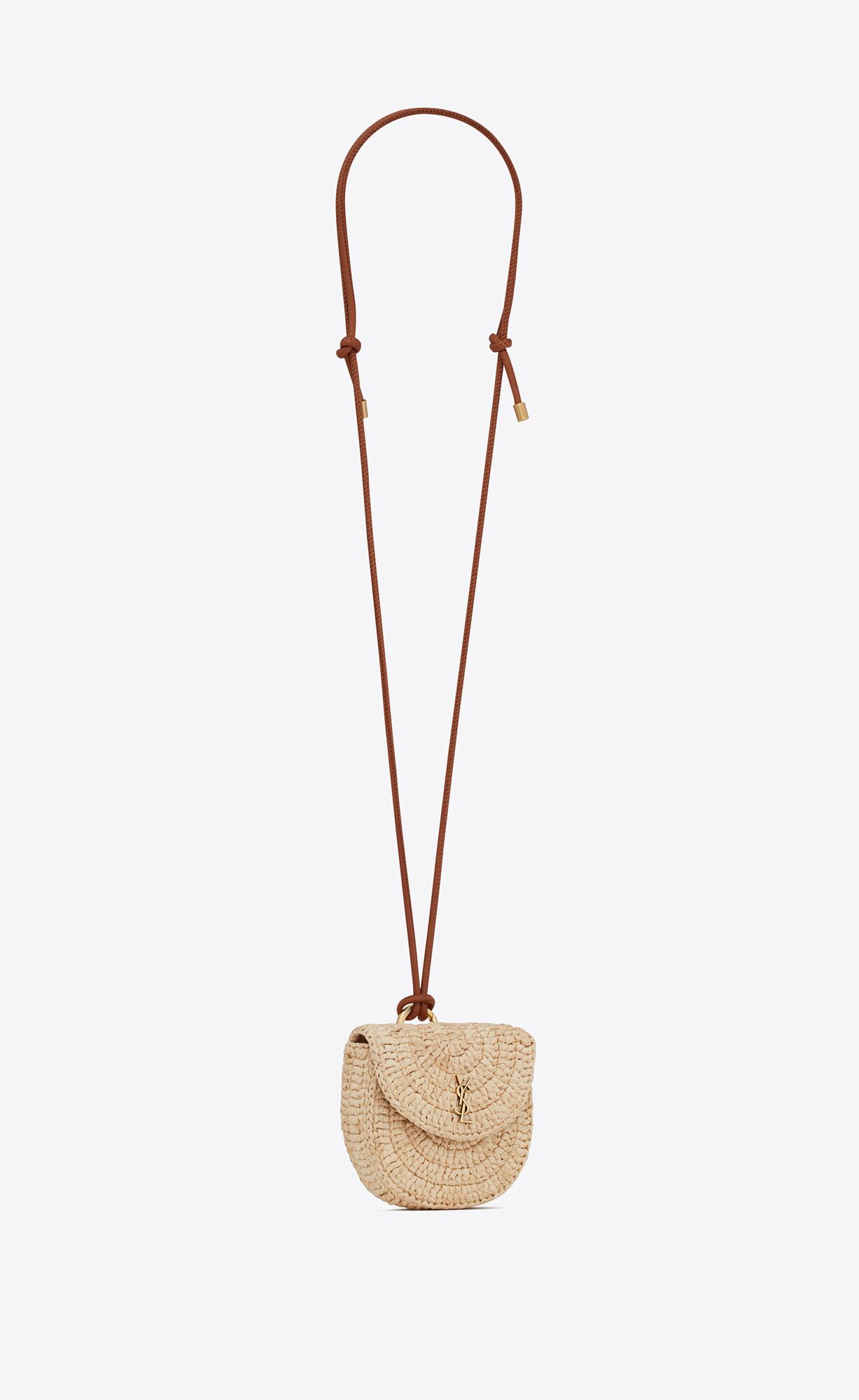 cassandre micro panier necklace in raffia and leather naturel and brick cassandre micro panier necklace in raffia and leather naturel and brick