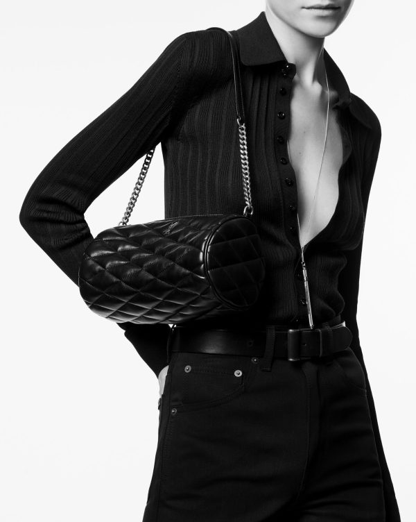 sade small tube bag in quilted lambskin noir