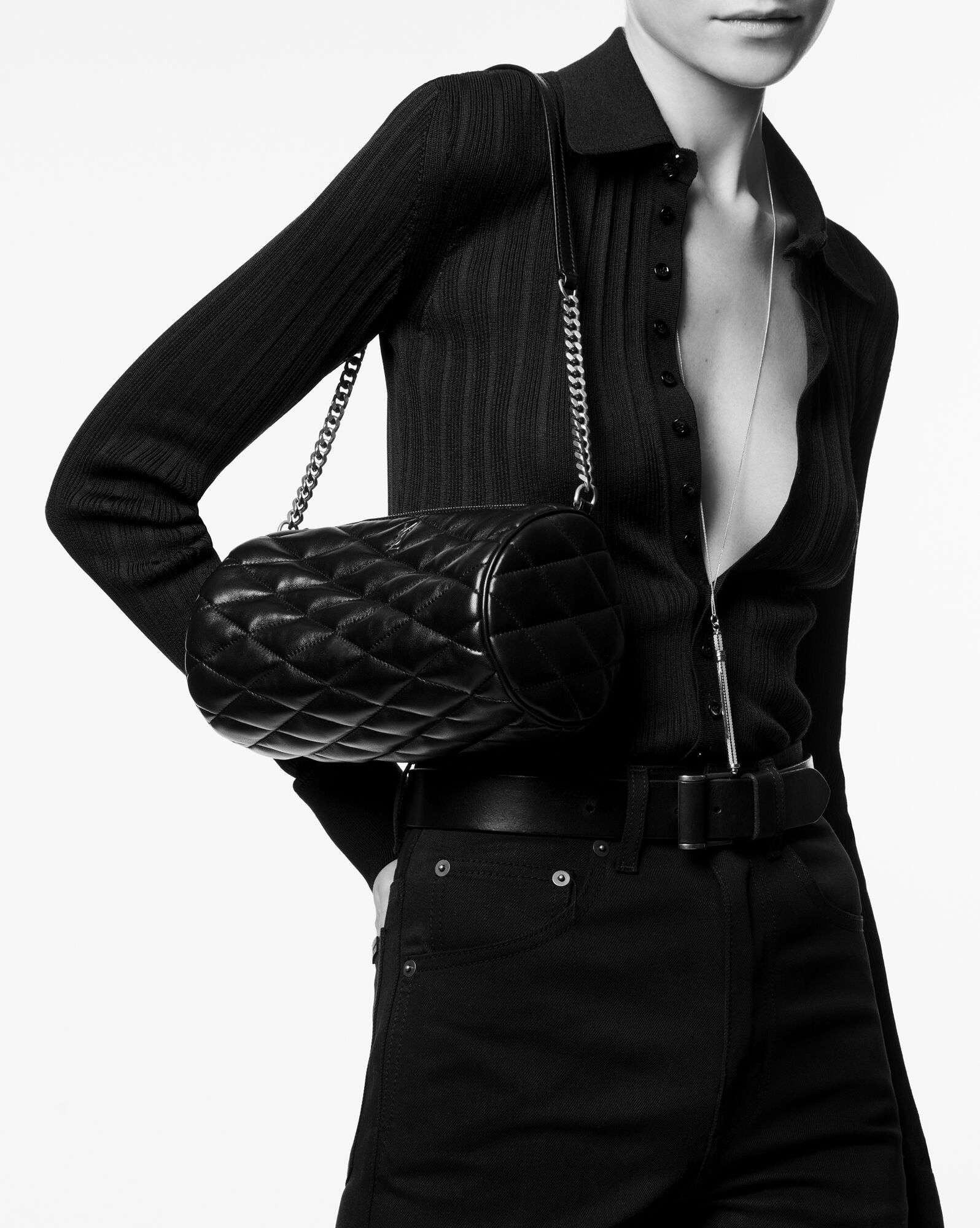 sade small tube bag in quilted lambskin noir sade small tube bag in quilted lambskin noir