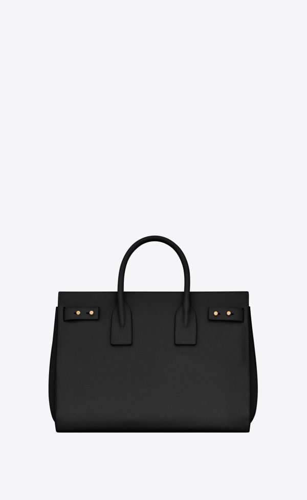 medium sac de jour in supple grained leather black