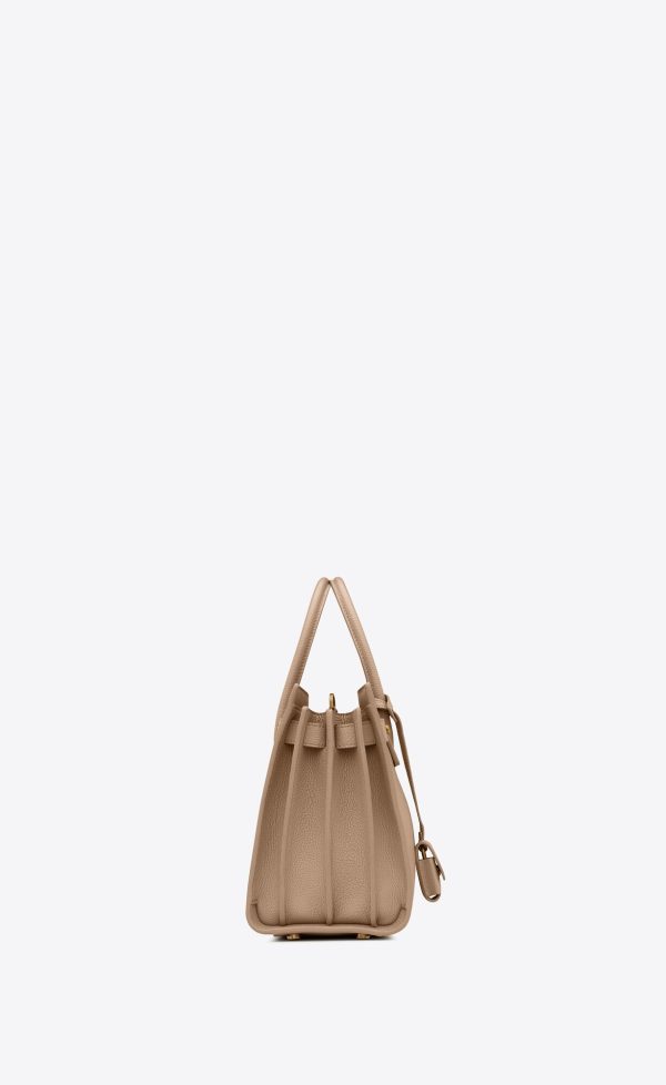 sac de jour baby in supple grained leather dark beige