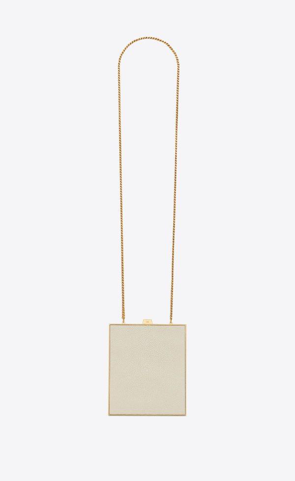 tuxedo box bag in shagreen embossed leather and metal blanc vintage and light bronze