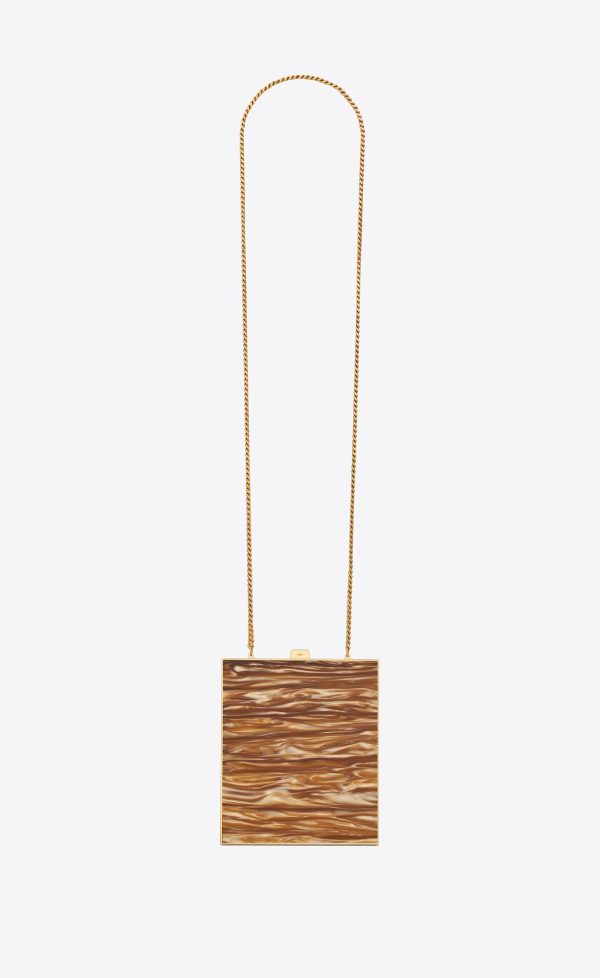 tuxedo box bag in plexiglass and metal beige and gold