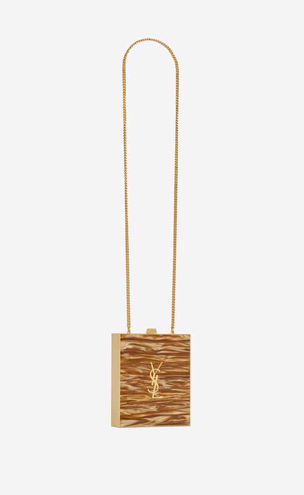 tuxedo box bag in plexiglass and metal beige and gold