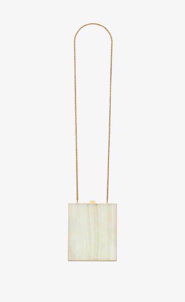 tuxedo box bag in plexiglass and metal blanc grise and or