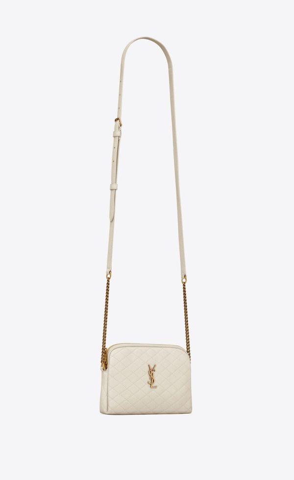 gaby zipped pouch in quilted lambskin blanc vintage