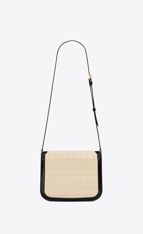 solferino medium supple satchel in quilted nubuck suede butter and black