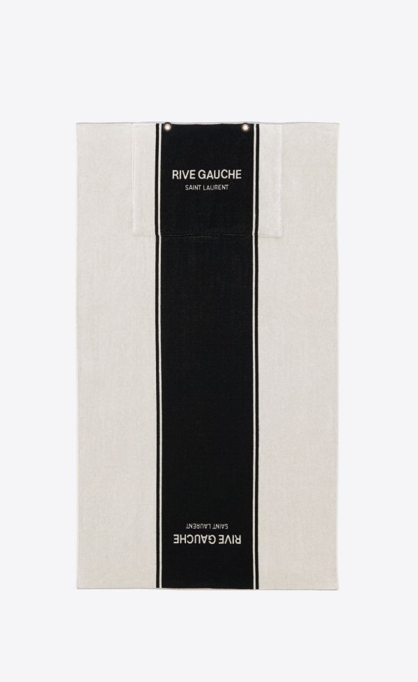 rive gauche towel bag in terry cloth black and white